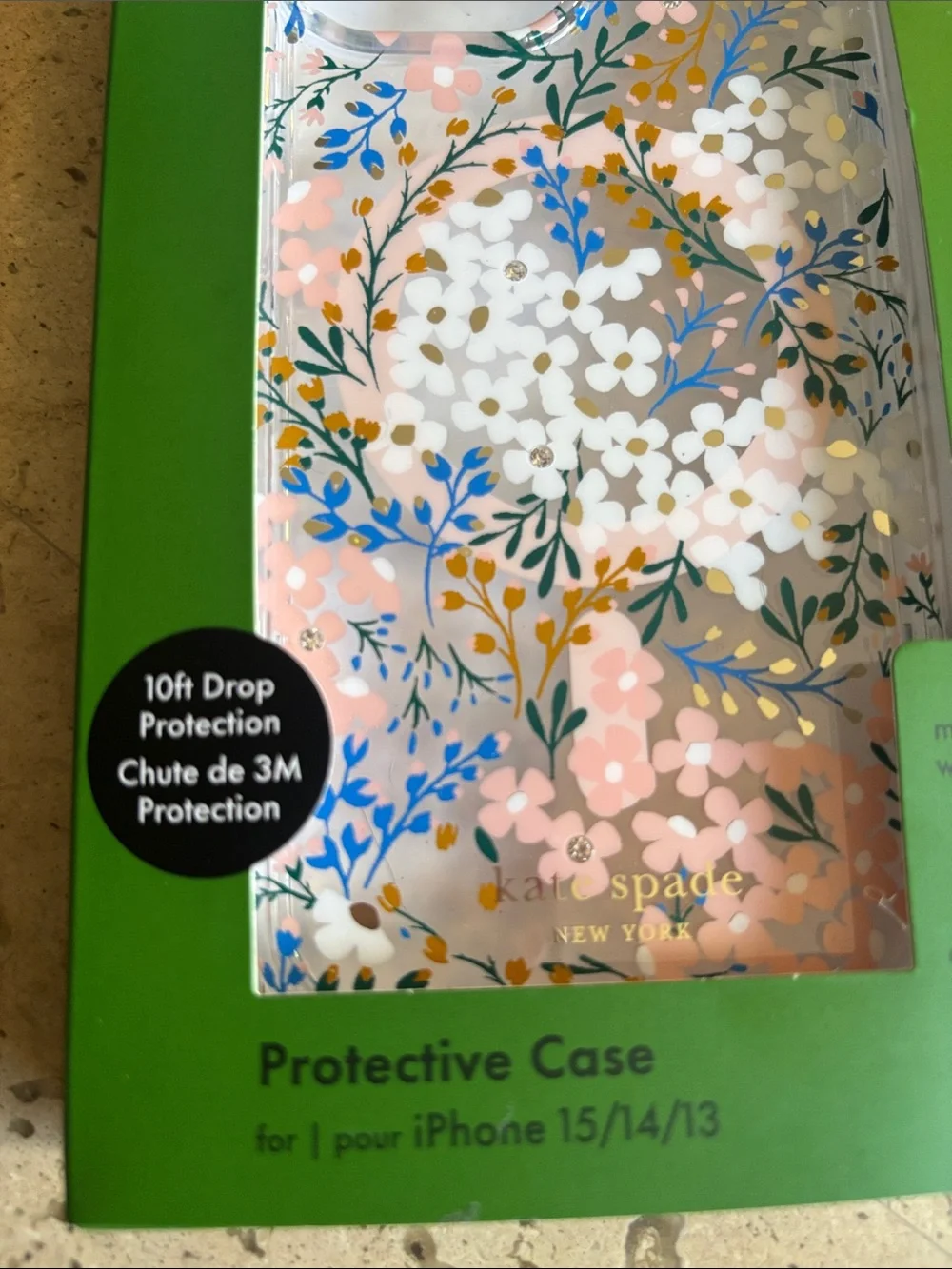 kate spade Floral Clear iPhone Case with Pink, White & Gold Accents